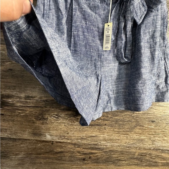 Max Studio Blue High Waist Shorts with Tie Belt - Picture 4 of 12